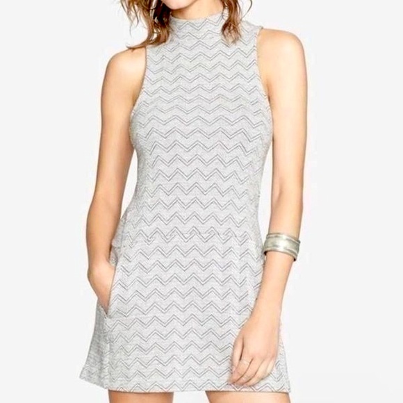 Free People Dresses & Skirts - Free People Chevron Grey Mock Neck Sleeveless Dress